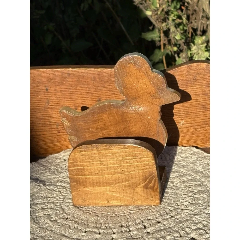 Vintage Wooden Duck Goose Napkin Mail Holder Hand Painted Farmhouse Cottagecore